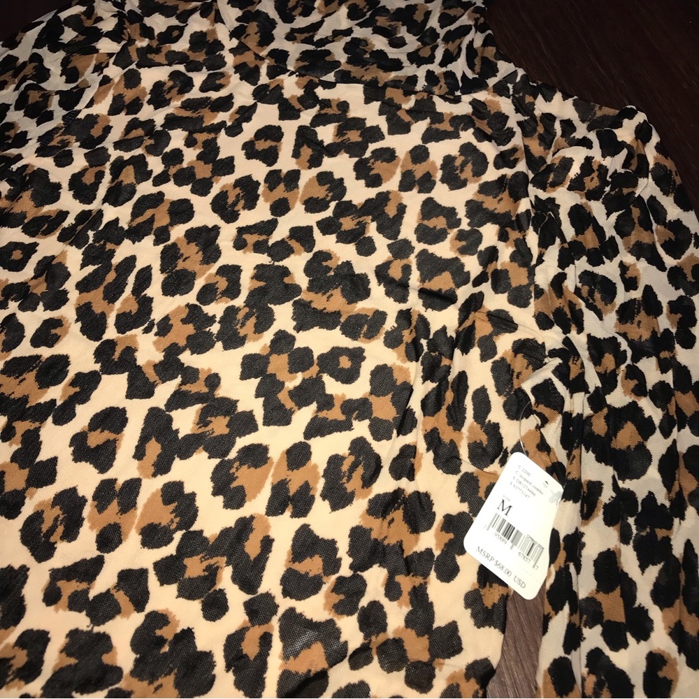Free People Gather Print Turtleneck In Leopard Combo NWT - Picture 2 of 9